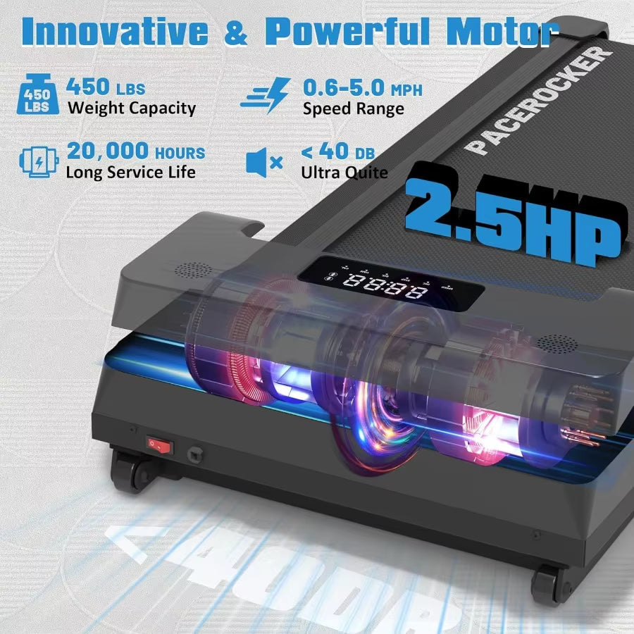 Walking Pad Treadmill with 12% 9-Level Auto Incline, 450 Lbs Capacity Bluetooth Speaker under Desk Treadmills for Home, 5 MPH