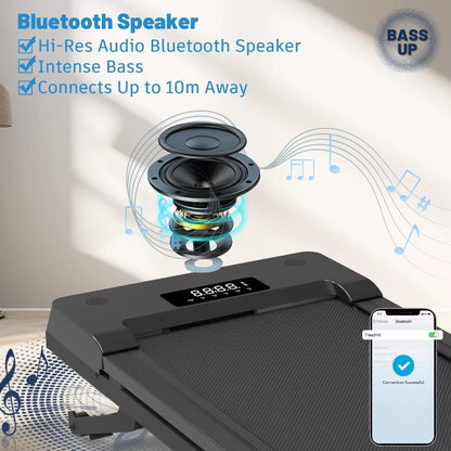 Walking Pad Treadmill with 12% 9-Level Auto Incline, 450 Lbs Capacity Bluetooth Speaker under Desk Treadmills for Home, 5 MPH