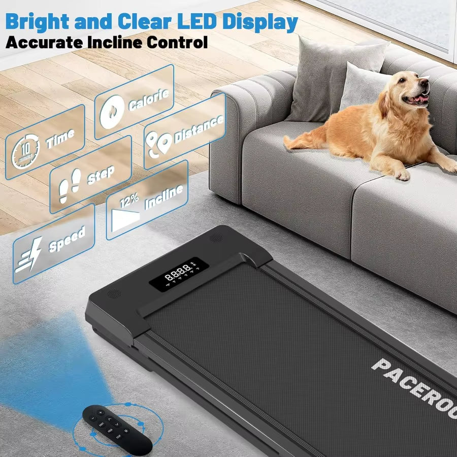 Walking Pad Treadmill with 12% 9-Level Auto Incline, 450 Lbs Capacity Bluetooth Speaker under Desk Treadmills for Home, 5 MPH